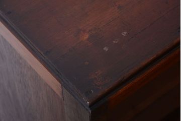 アンティーク家具　和製アンティーク　結霜ガラス入り!古い木の食器棚(収納棚・戸棚)