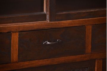 アンティーク家具　和製アンティーク　結霜ガラス入り!古い木の食器棚(収納棚・戸棚)