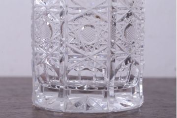 アンティーク雑貨　ビンテージ　ボヘミア　クリスタル花瓶(フラワーベース)