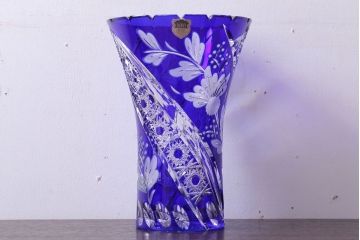 アンティーク雑貨　ビンテージ　ドイツ SACHSEN(ザクセン)　クリスタル花瓶(フラワーベース)