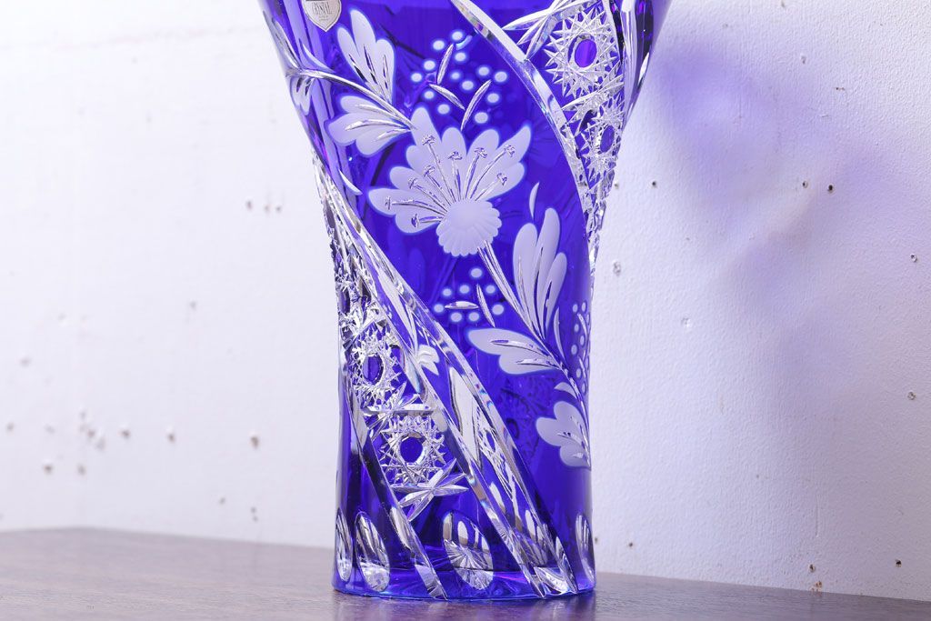 アンティーク雑貨　ビンテージ　ドイツ SACHSEN(ザクセン)　クリスタル花瓶(フラワーベース)