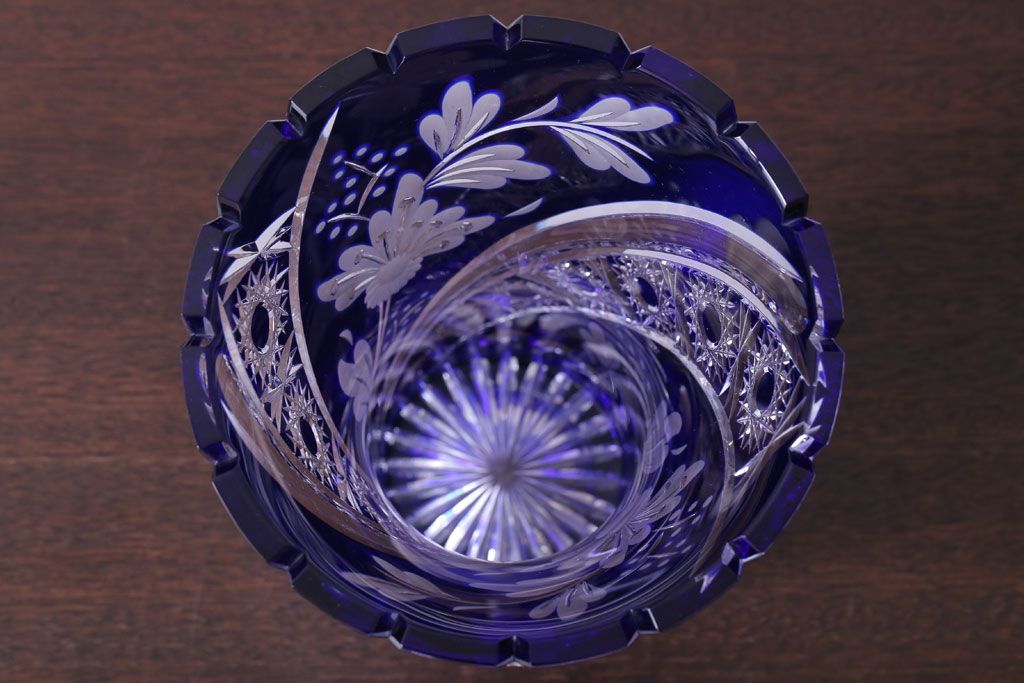 アンティーク雑貨　ビンテージ　ドイツ SACHSEN(ザクセン)　クリスタル花瓶(フラワーベース)