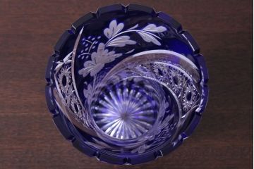 アンティーク雑貨　ビンテージ　ドイツ SACHSEN(ザクセン)　クリスタル花瓶(フラワーベース)