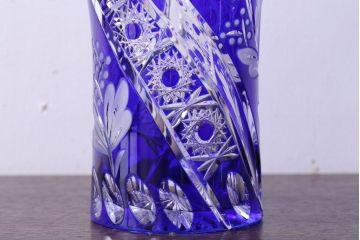 アンティーク雑貨　ビンテージ　ドイツ SACHSEN(ザクセン)　クリスタル花瓶(フラワーベース)