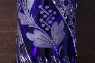 アンティーク雑貨　ビンテージ　ドイツ SACHSEN(ザクセン)　クリスタル花瓶(フラワーベース)