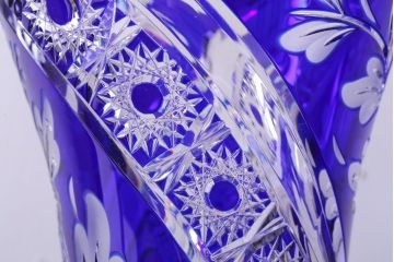 アンティーク雑貨　ビンテージ　ドイツ SACHSEN(ザクセン)　クリスタル花瓶(フラワーベース)