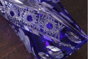 アンティーク雑貨　ビンテージ　ドイツ SACHSEN(ザクセン)　クリスタル花瓶(フラワーベース)