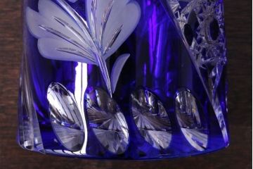 アンティーク雑貨　ビンテージ　ドイツ SACHSEN(ザクセン)　クリスタル花瓶(フラワーベース)