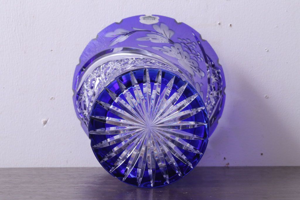 アンティーク雑貨　ビンテージ　ドイツ SACHSEN(ザクセン)　クリスタル花瓶(フラワーベース)