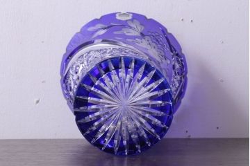 アンティーク雑貨　ビンテージ　ドイツ SACHSEN(ザクセン)　クリスタル花瓶(フラワーベース)