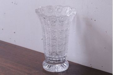 アンティーク雑貨　ビンテージ　ボヘミア　クリスタル花瓶(フラワーベース)(2)