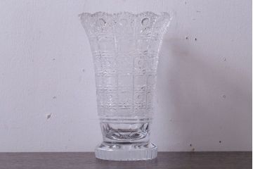 アンティーク雑貨　ビンテージ　ボヘミア　クリスタル花瓶(フラワーベース)(2)
