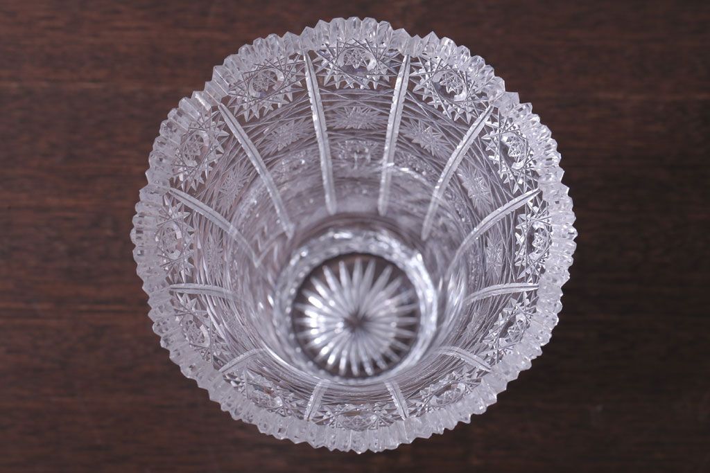 アンティーク雑貨　ビンテージ　ボヘミア　クリスタル花瓶(フラワーベース)(2)