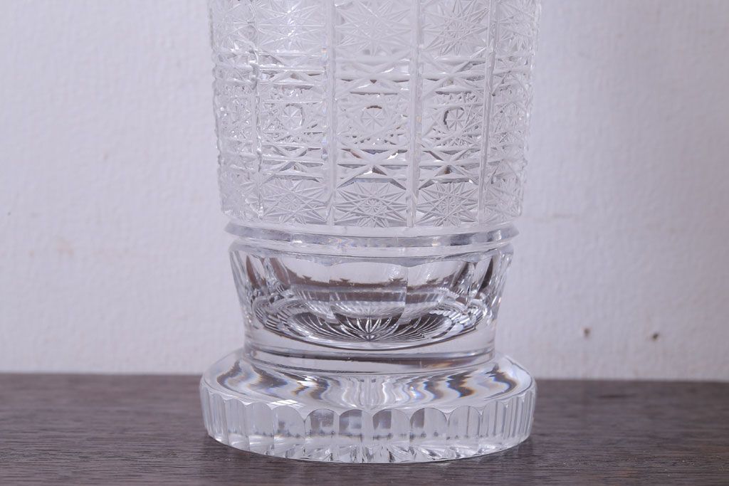アンティーク雑貨　ビンテージ　ボヘミア　クリスタル花瓶(フラワーベース)(2)