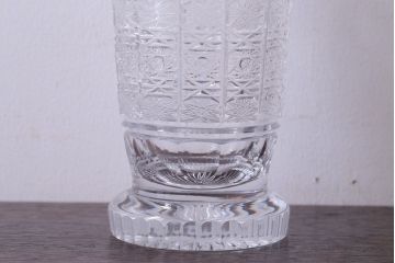 アンティーク雑貨　ビンテージ　ボヘミア　クリスタル花瓶(フラワーベース)(2)