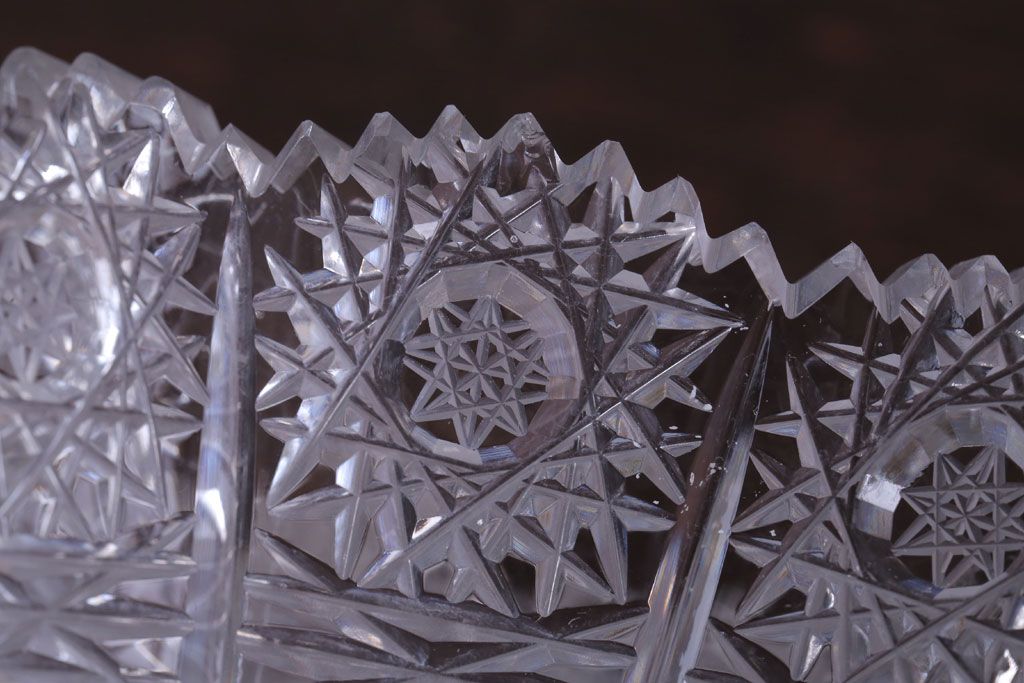 アンティーク雑貨　ビンテージ　ボヘミア　クリスタル花瓶(フラワーベース)(2)