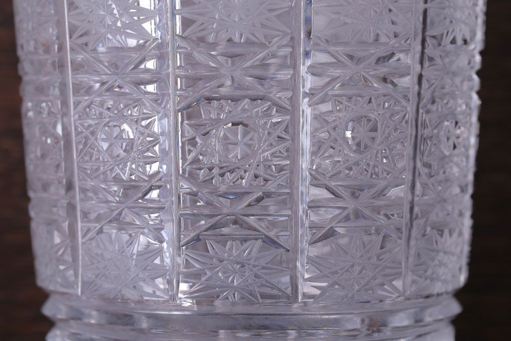 アンティーク雑貨　ビンテージ　ボヘミア　クリスタル花瓶(フラワーベース)(2)