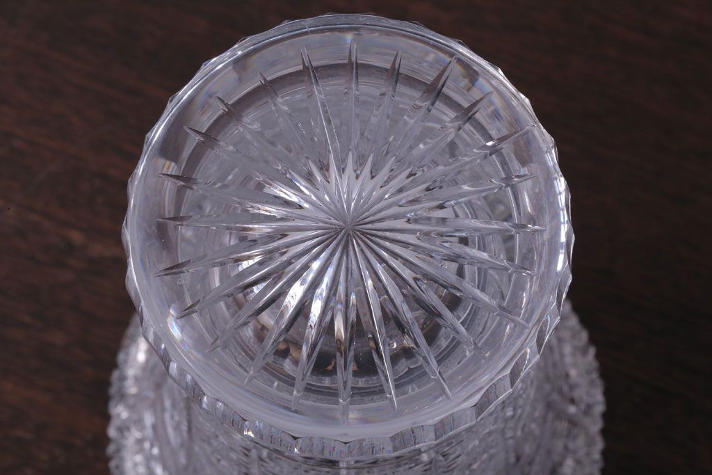 アンティーク雑貨　ビンテージ　ボヘミア　クリスタル花瓶(フラワーベース)(2)