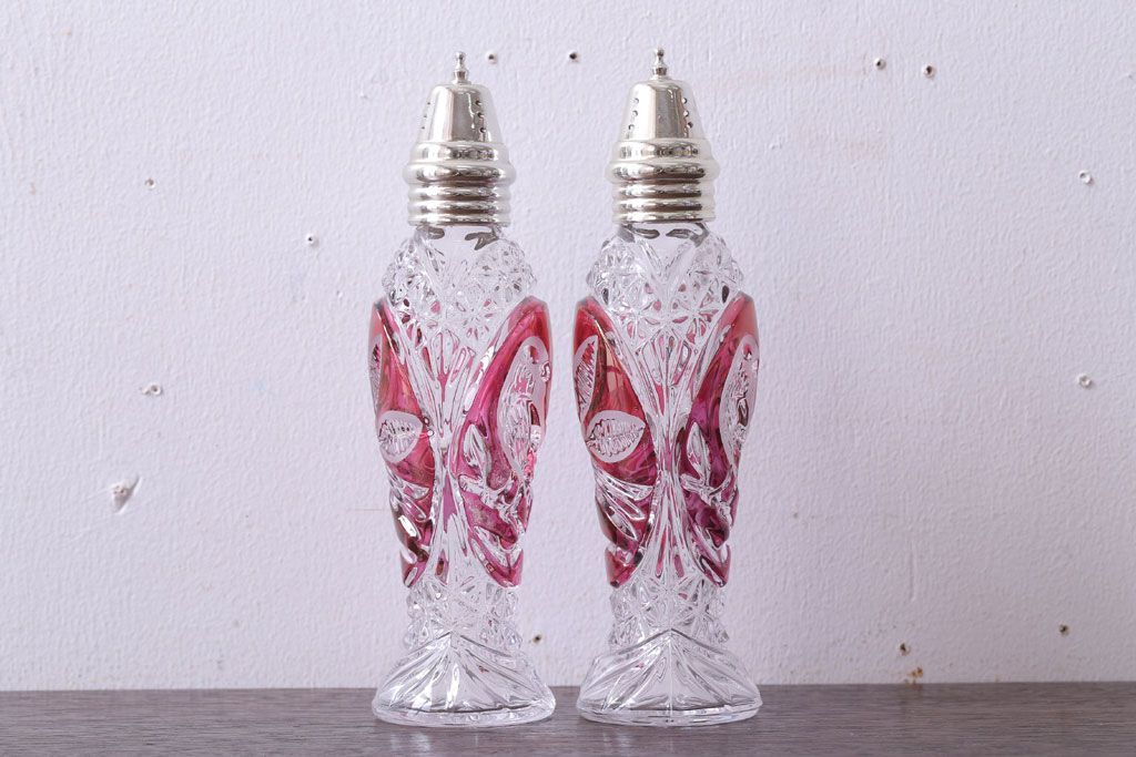 アンティーク雑貨　ビンテージ　西ドイツ　BLEI クリスタルガラス　パウダーボトル2本セット