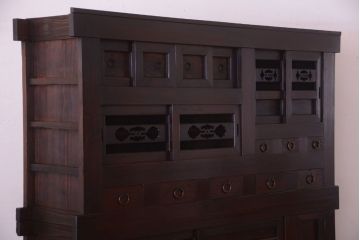 アンティーク家具　古民具・骨董　明治期　特注品!状態の良い変わり型六尺水屋箪笥