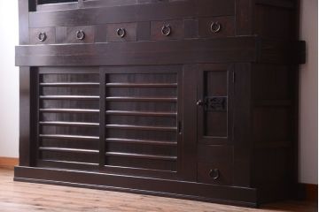 アンティーク家具　古民具・骨董　明治期　特注品!状態の良い変わり型六尺水屋箪笥