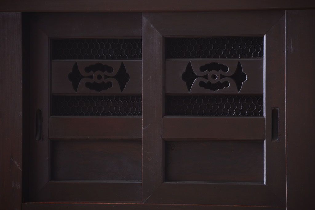 アンティーク家具　古民具・骨董　明治期　特注品!状態の良い変わり型六尺水屋箪笥