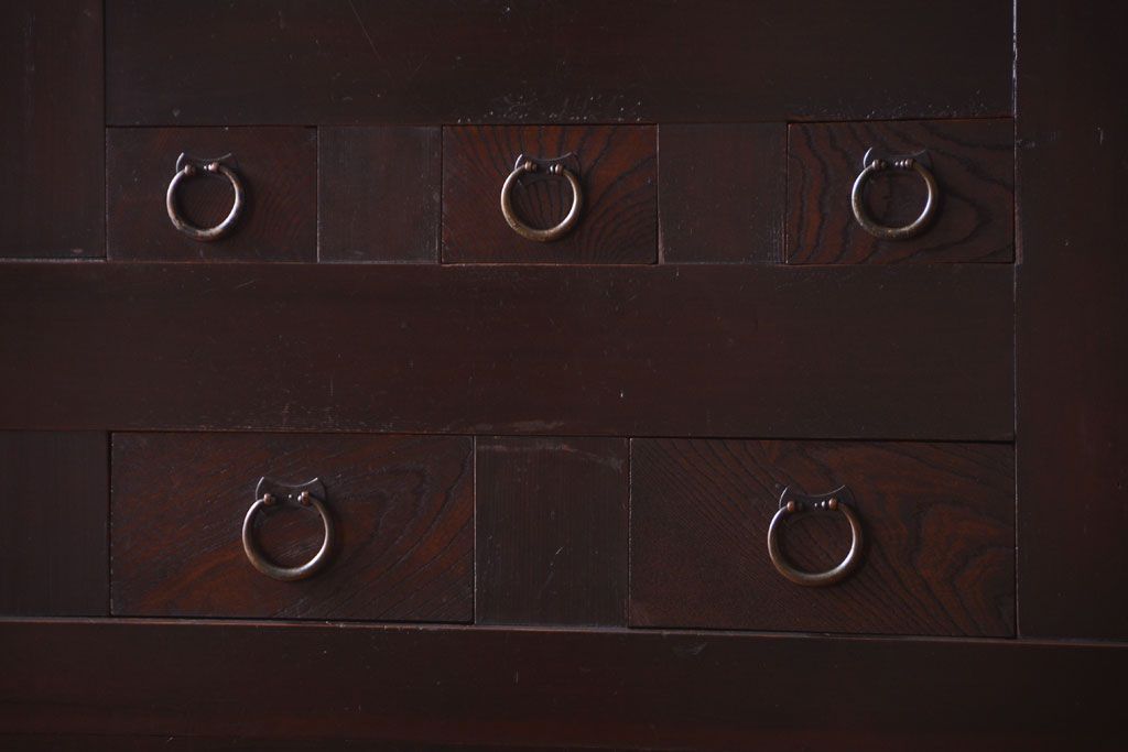 アンティーク家具　古民具・骨董　明治期　特注品!状態の良い変わり型六尺水屋箪笥