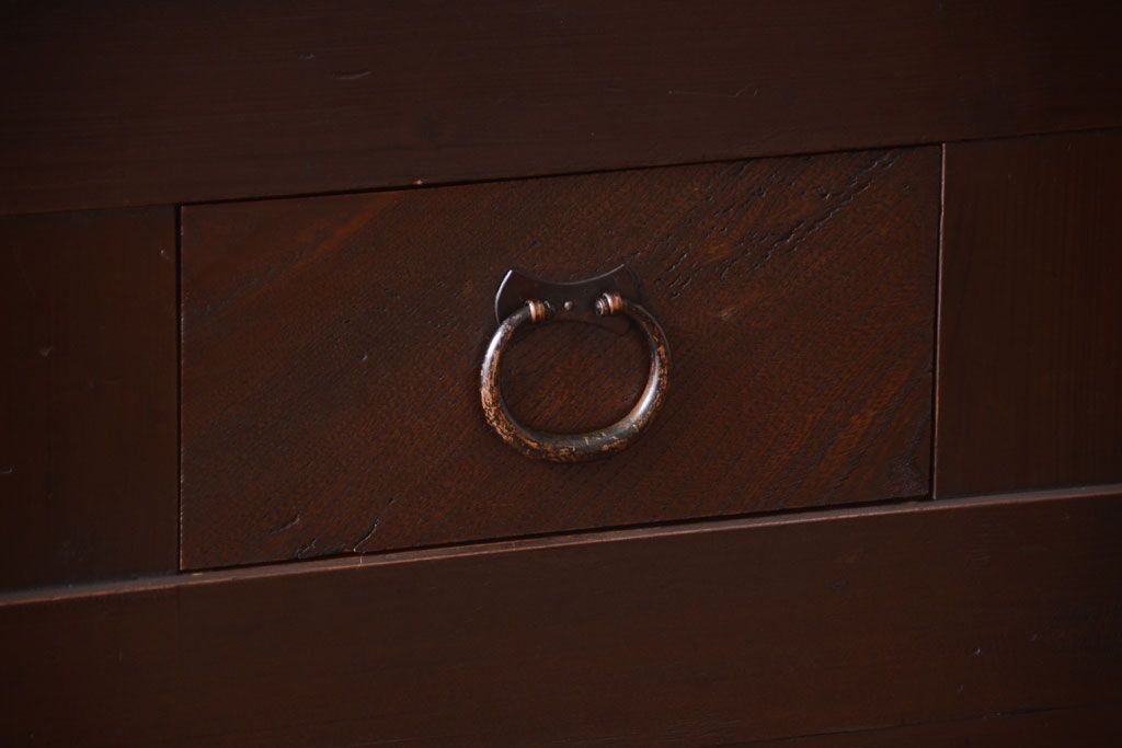 アンティーク家具　古民具・骨董　明治期　特注品!状態の良い変わり型六尺水屋箪笥