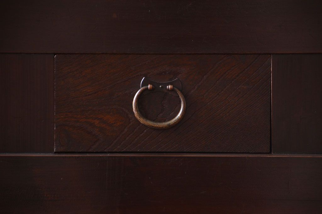 アンティーク家具　古民具・骨董　明治期　特注品!状態の良い変わり型六尺水屋箪笥