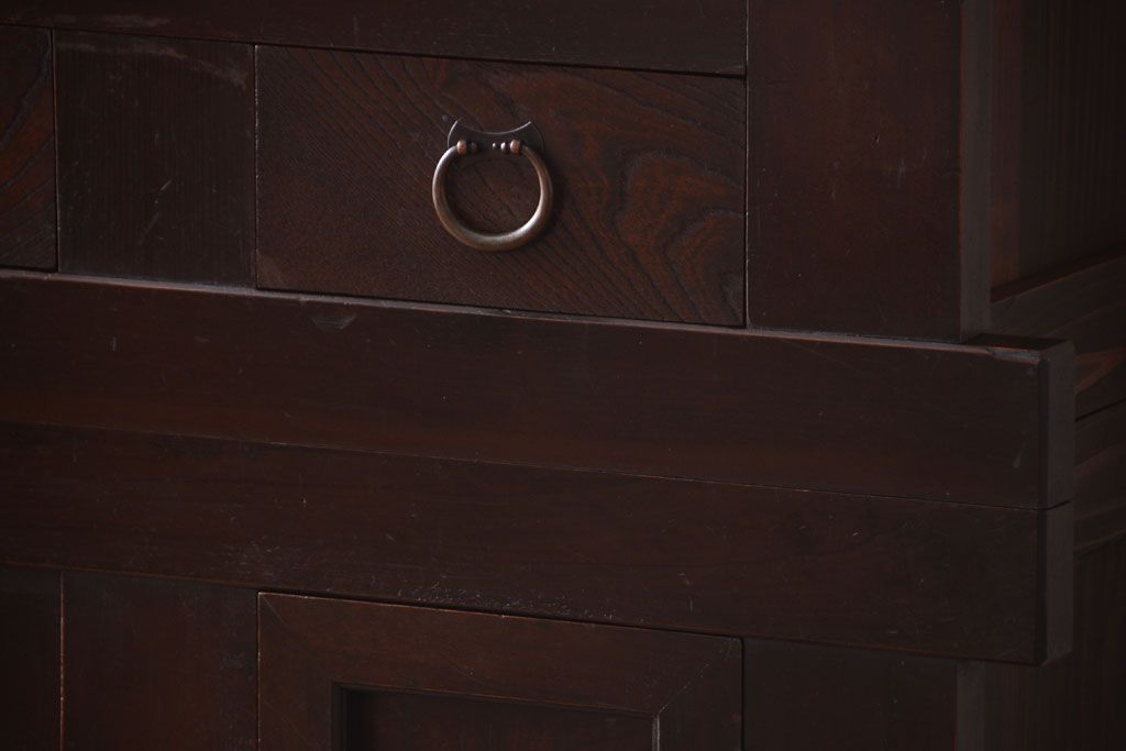 アンティーク家具　古民具・骨董　明治期　特注品!状態の良い変わり型六尺水屋箪笥