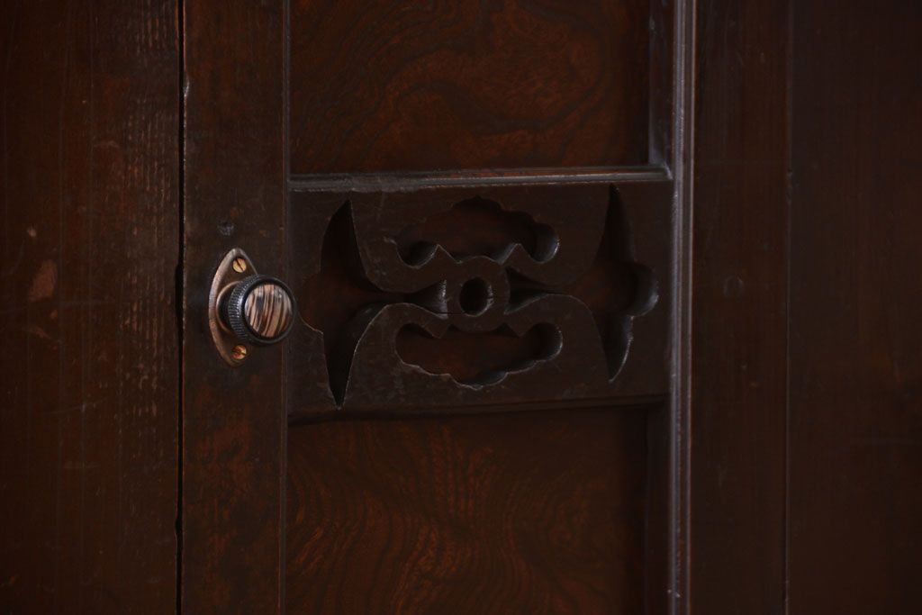 アンティーク家具　古民具・骨董　明治期　特注品!状態の良い変わり型六尺水屋箪笥