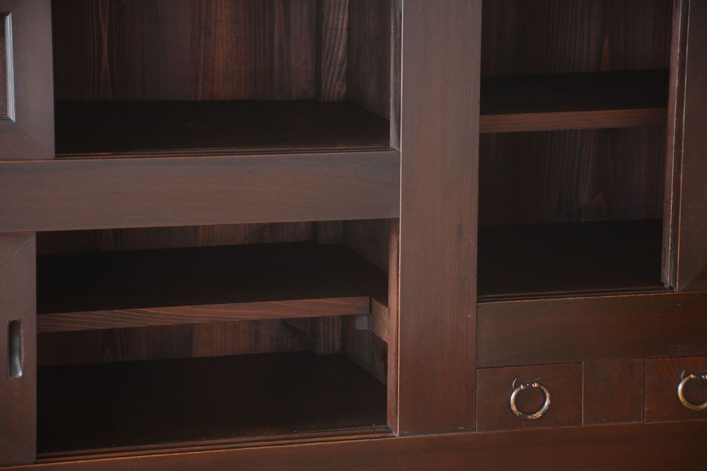 アンティーク家具　古民具・骨董　明治期　特注品!状態の良い変わり型六尺水屋箪笥