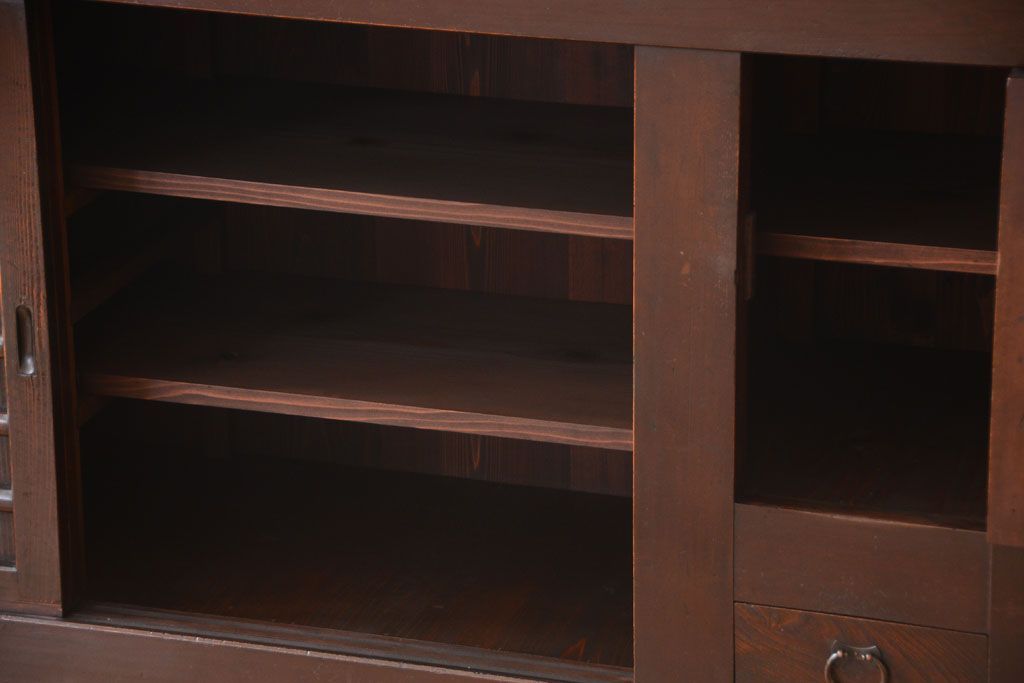 アンティーク家具　古民具・骨董　明治期　特注品!状態の良い変わり型六尺水屋箪笥