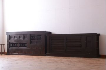 アンティーク家具　古民具・骨董　明治期　特注品!状態の良い変わり型六尺水屋箪笥