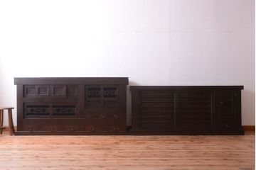 アンティーク家具　古民具・骨董　明治期　特注品!状態の良い変わり型六尺水屋箪笥