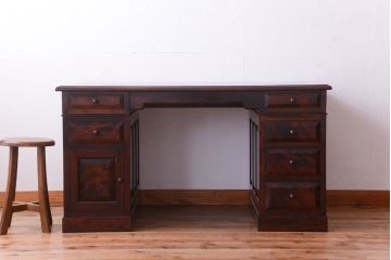 中古　松本民芸家具　M型両袖机(定価51万円)