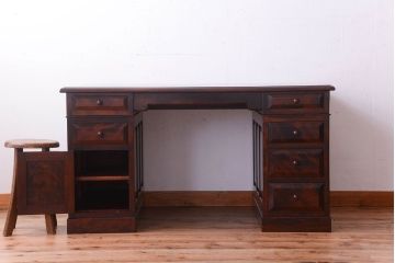 中古　松本民芸家具　M型両袖机(定価51万円)