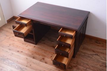 中古　松本民芸家具　M型両袖机(定価51万円)