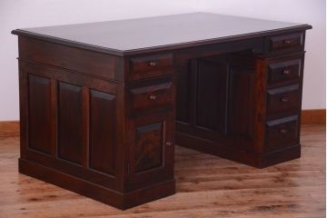 中古　松本民芸家具　M型両袖机(定価51万円)