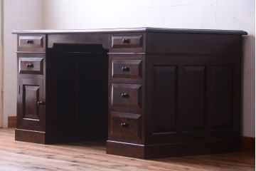 中古　松本民芸家具　M型両袖机(定価51万円)