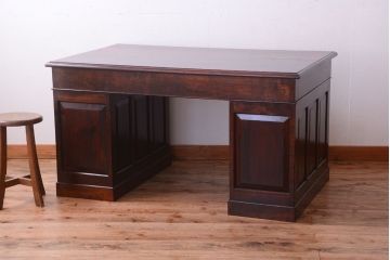 中古　松本民芸家具　M型両袖机(定価51万円)