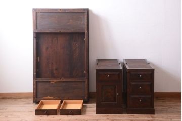 中古　松本民芸家具　M型両袖机(定価51万円)