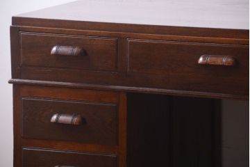 アンティーク家具　アンティーク　シンプルでおしゃれなナラ材製両袖机