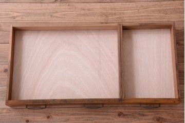 レトロ家具　昭和レトロ　古いナラ材製のシンプルなアンティーク片袖机(2)