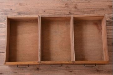 レトロ家具　昭和レトロ　古いナラ材製のシンプルなアンティーク片袖机(2)