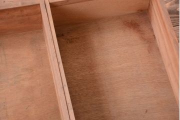 レトロ家具　昭和レトロ　古いナラ材製のシンプルなアンティーク片袖机(2)