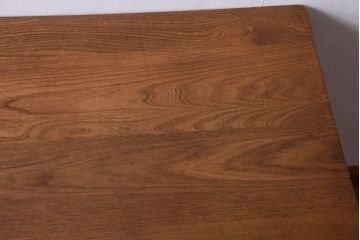 レトロ家具　昭和レトロ　古いナラ材製のシンプルなアンティーク片袖机(2)