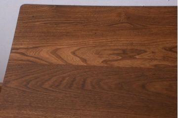 レトロ家具　昭和レトロ　古いナラ材製のシンプルなアンティーク片袖机(2)