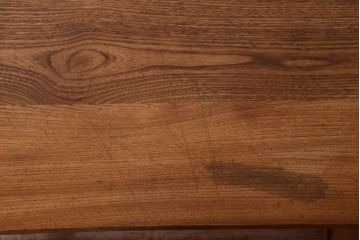 レトロ家具　昭和レトロ　古いナラ材製のシンプルなアンティーク片袖机(2)