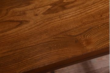 レトロ家具　昭和レトロ　古いナラ材製のシンプルなアンティーク片袖机(2)